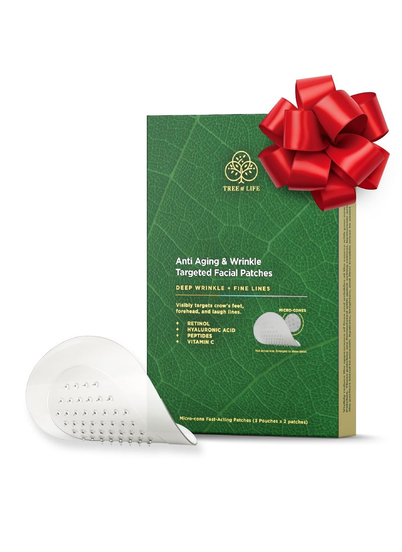 Tree of Life Beauty Deep Wrinkle Targeted Patches with Advanced Retinol Hyaluronic Acid Vitamin C and Peptides for Forehead and Between Eyes 6 Patches 