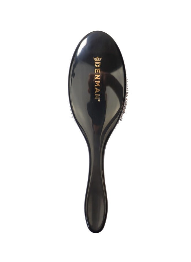 DENMAN Cushion Hair Brush (Medium) With Natural Boar Bristles - Used For Finishing, Up-Dos, Creating Sleek Styles - Black, D82M 