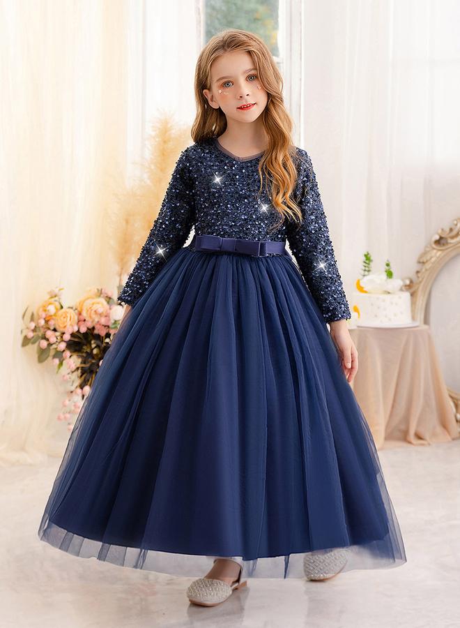 Take Two Navy Blue Embellished Bow Detail Dress - Image 1