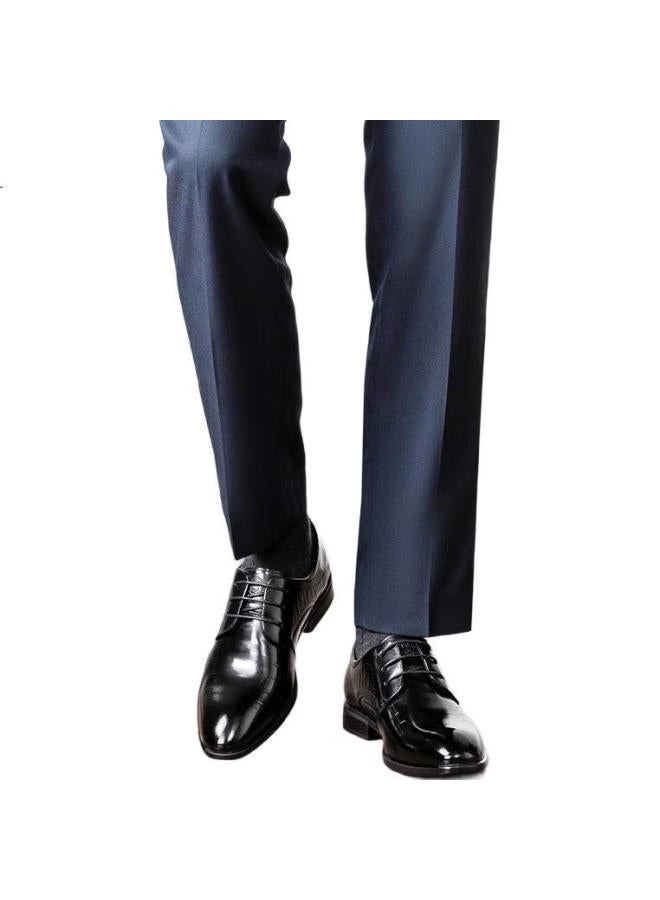 Laorentou Men's Leather Shoes Formal Shoes Patent Leather Carved Cowhide Business Soft Sole Wear-resistant Wedding Groom Shoes La89 Black 41 - Image 2