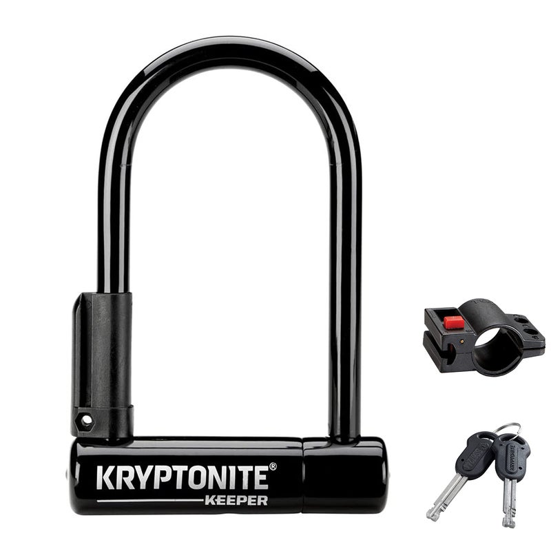 Kryptonite Keeper Mini-Bike Lock  Heavy Duty Anti-Theft U Lock With 12Mm Harden Steel Shackle  Mounting Bracket And 2 Keys For Bike  Motorcycle  Scooter  Door  Gate  Fence - Image 1