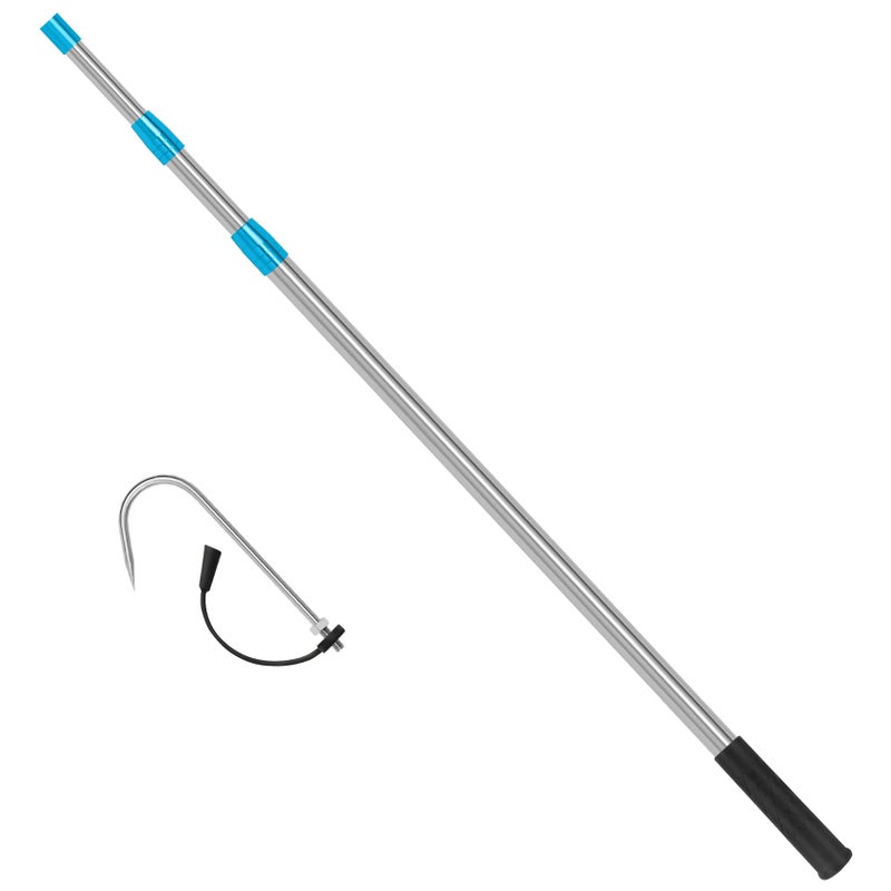 SAN LIKE Telescopic Fishing Gaff with Stainless Sea Fishing Spear Hook Tackle, 3.7-8.5 FT Soft Rubber Handle Stainless Steel Pole for Saltwater Offshore Ice Tool - Image 1