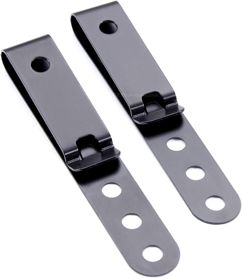 HolsterSmith [2 Pack] Universal Metal Belt Clip for Holster Making, Knife Sheaths, Cell Phone Cases - (3-Hole) - (Tactical Black) - USA - Image 1