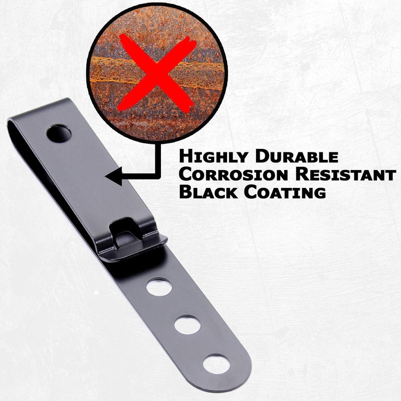 HolsterSmith [2 Pack] Universal Metal Belt Clip for Holster Making, Knife Sheaths, Cell Phone Cases - (3-Hole) - (Tactical Black) - USA - Image 4