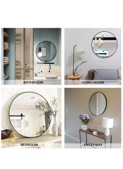 Beauenty Bathroom Mirror, Wall Mounted Large Circle Mirror, Wall Mirror for Bathroom, Black Metal Frame Round Mirror with Shelf, Suitable for Living Room, Bedroom, Vanity, Entryway, Hallway (40 * 40)  - Image 5