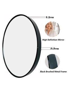 Beauenty Bathroom Mirror, Wall Mounted Large Circle Mirror, Wall Mirror for Bathroom, Black Metal Frame Round Mirror with Shelf, Suitable for Living Room, Bedroom, Vanity, Entryway, Hallway (40 * 40)  - Image 2