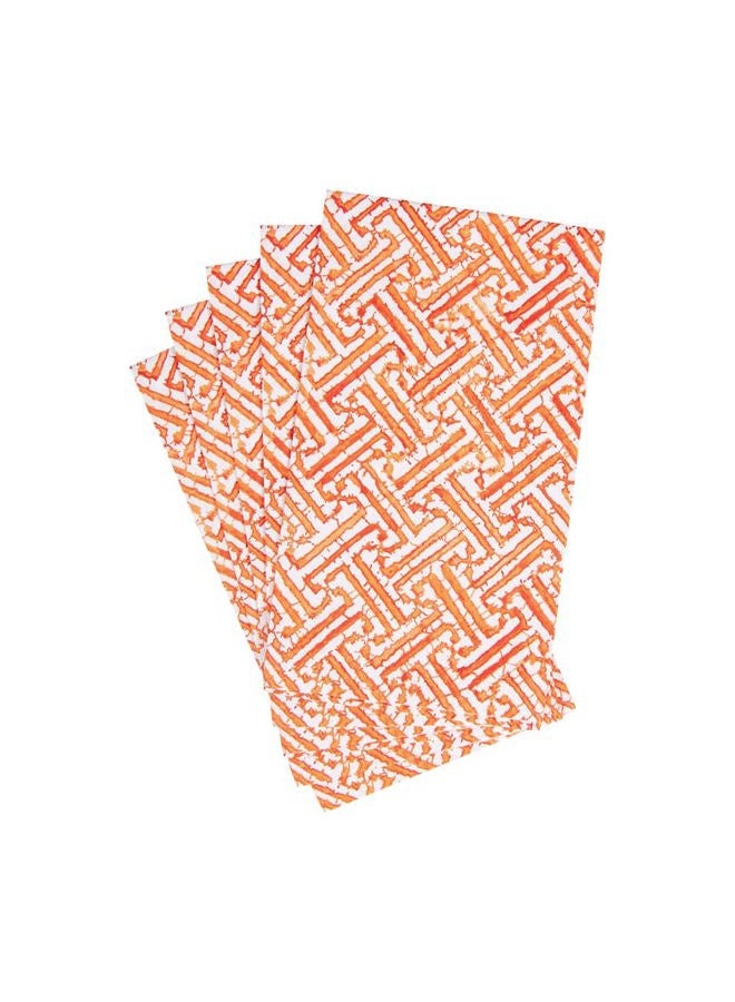 Caspari Fretwork Paper Guest Towel Napkins in Orange, 15 Per Package - Image 3