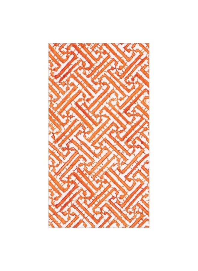 Caspari Fretwork Paper Guest Towel Napkins in Orange, 15 Per Package - Image 1