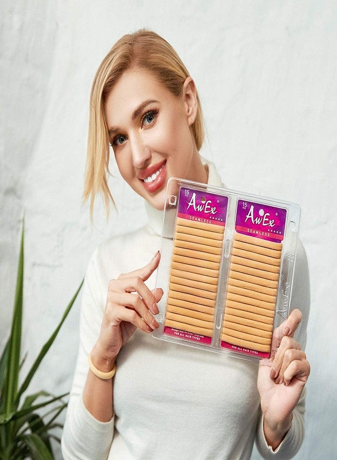 AwEx Blonde Seamless Hair Elastics, 30 PCS, Medium Thickness, Large Loop, Wrist Wearable Hairbands, No Metal, No Pull Ponytail Holder - Image 4