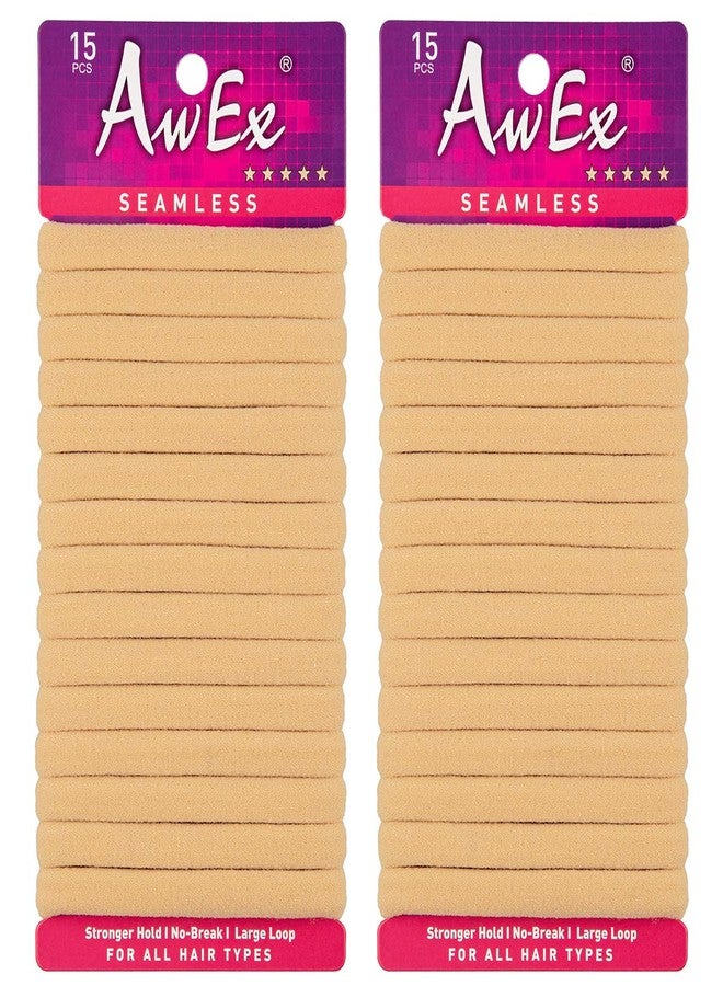 AwEx Blonde Seamless Hair Elastics, 30 PCS, Medium Thickness, Large Loop, Wrist Wearable Hairbands, No Metal, No Pull Ponytail Holder - Image 1