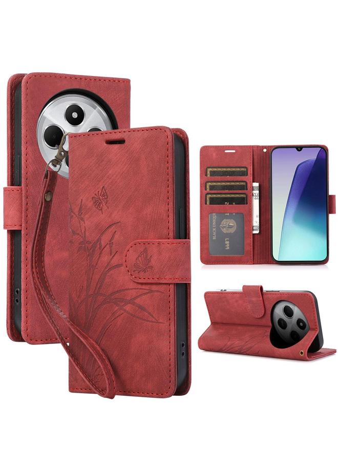 S-TOP Case For Redmi 14C 4G / Poco C75 Orchid Butterfly Embossed Leather Phone Case - Image 1