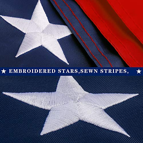 Freefy American Flag 3x5 ft - Embroidered Stars,Sewn Stripes, Durable Nylon,UV Protected,Brass Grommets,Perfect for Outdoor/Outside Use Heavy Duty US USA Flags - Image 2