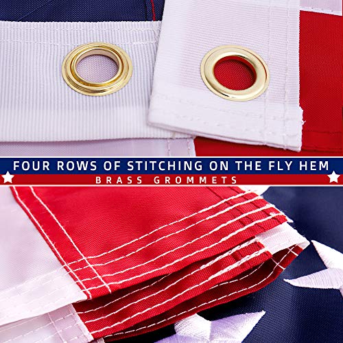 Freefy American Flag 3x5 ft - Embroidered Stars,Sewn Stripes, Durable Nylon,UV Protected,Brass Grommets,Perfect for Outdoor/Outside Use Heavy Duty US USA Flags - Image 3