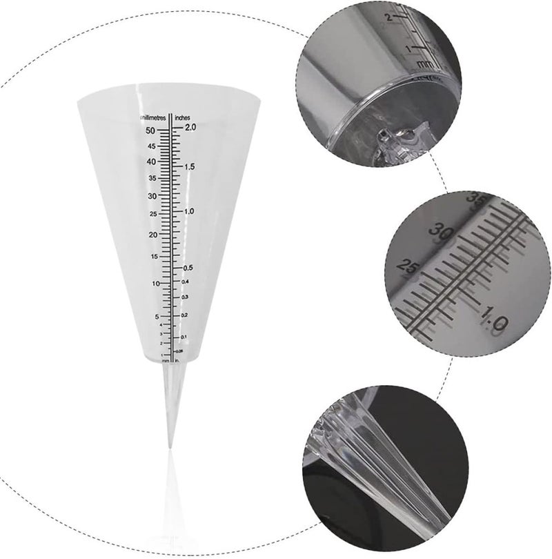 woobles 9pcs Farm Cup Tools Shaped Accurate Rain Garden Device Backyard Gauges Gauge Meter with Transparent Cones Conical Rainfall Useful Water Scale Clear Cone Color Plastic 20X10cmx3pcs As Shownx3pcs - Image 2