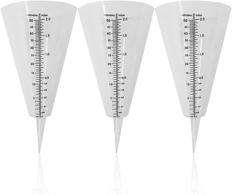 woobles 9pcs Farm Cup Tools Shaped Accurate Rain Garden Device Backyard Gauges Gauge Meter with Transparent Cones Conical Rainfall Useful Water Scale Clear Cone Color Plastic 20X10cmx3pcs As Shownx3pcs - Image 5
