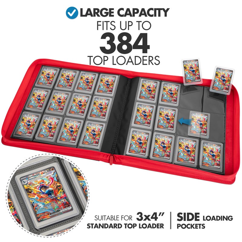 FunGuys Toploader Binder, Trading Card Binder Storage, 384 12 Pocket Top Loader Binder, Card Collection for Yugioh, MTG, TCG, Card Folders for Trading Cards - Image 2