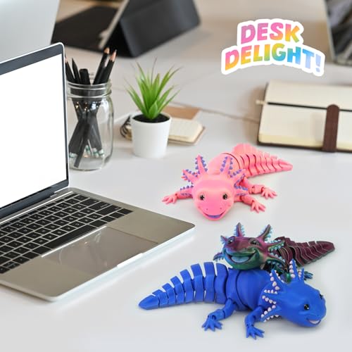TiTiC 3D Printed Axolotl Fidget Toy 3D Printed Animals ToyArticulated Flexible Axolot Fidget Toy Fun Gift Rainbow 10 in - Image 5