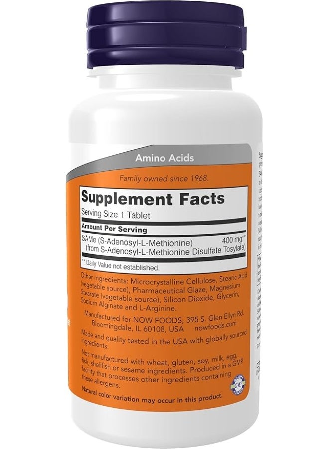 Now Foods SAMe Dietary Supplement 400 mg - 60 Vegetarian Tablets - Image 2