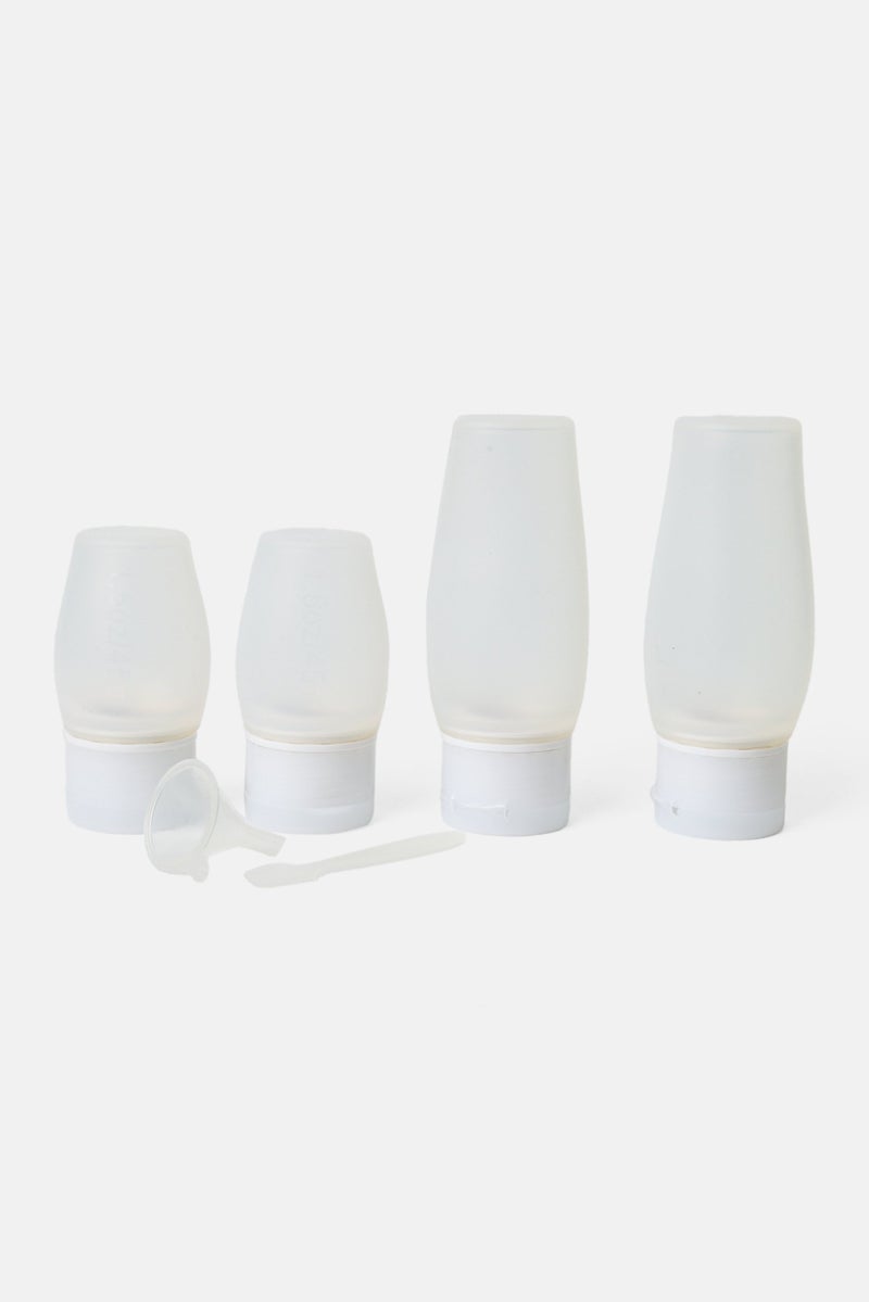 Miamica 4 Pcs Silicone Travel Bottle Set, Transparent - Image 2