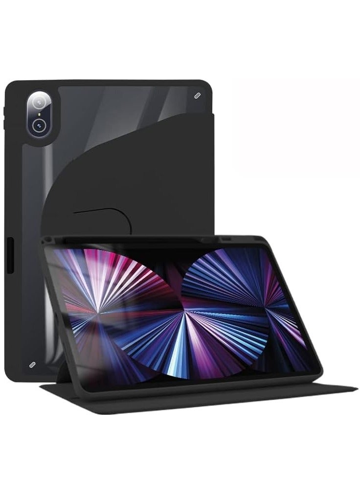 VKL Tablet Accessories for Honor Pad 8 12 inch 2022 Acrylic 360 Degree Rotation Holder Tablet Leather Case (Black)
