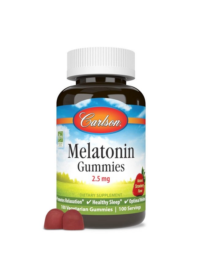 Carlson - Melatonin Gummies, 2.5 mg, Healthy Sleep, Promotes Relaxation, Natural Strawberry Flavor, 100 Gummies - Image 1