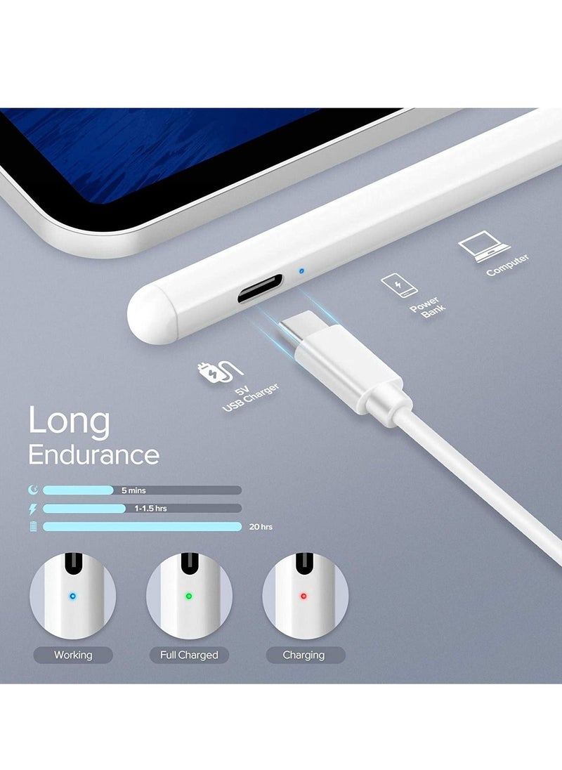 Stylus Pen for iPad with Palm Rejection, Compatible with (2018-2022) Apple iPad Pro (11/12.9 Inch),iPad 6th/7th/8th/9th/10th Gen,iPad Mini 5th/6th Gen,iPad Air 3rd/4th/5th ,White - Image 4