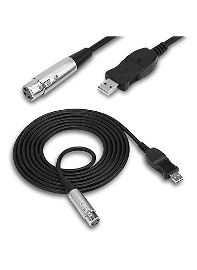 Generic 1 4 to USB USB Female to XLR Adapter 20×15×2 USB Male to XLR Female Microphone Mic Studio Link Cable Adapter Black  - Image 4
