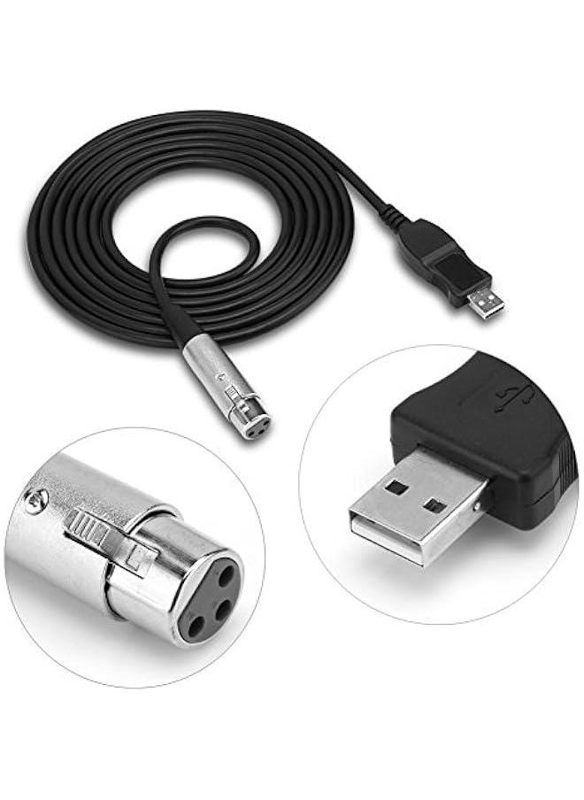 Generic 1 4 to USB USB Female to XLR Adapter 20×15×2 USB Male to XLR Female Microphone Mic Studio Link Cable Adapter Black  - Image 5