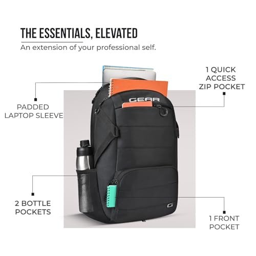 Gear Aspire 19”/30L Large Water Resistant Laptop Backpack | Casual Backpack | Daypack | Travel Backpack | College Bag For Men/Women (Black) - Image 5