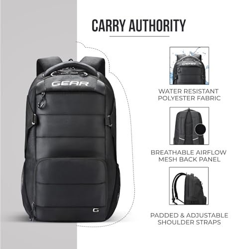 Gear Aspire 19”/30L Large Water Resistant Laptop Backpack | Casual Backpack | Daypack | Travel Backpack | College Bag For Men/Women (Black) - Image 3