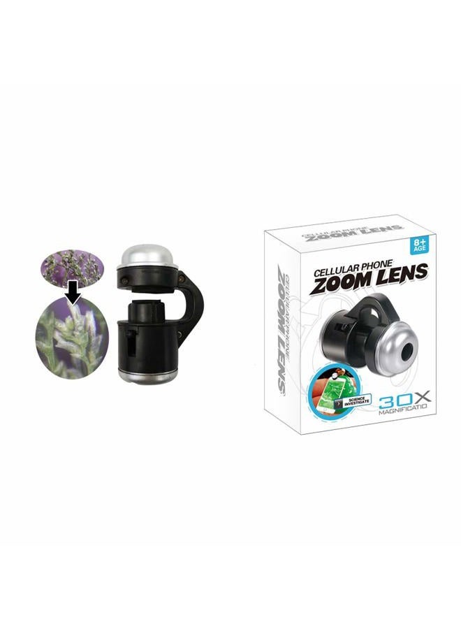 Jiusion 30X Zoom Bright LED Stereo Microscope Magnifier Clip-On Cell Phone Mobile Phone Camera Lens Compatible with Apple iPhone Samsung iPad - Image 1