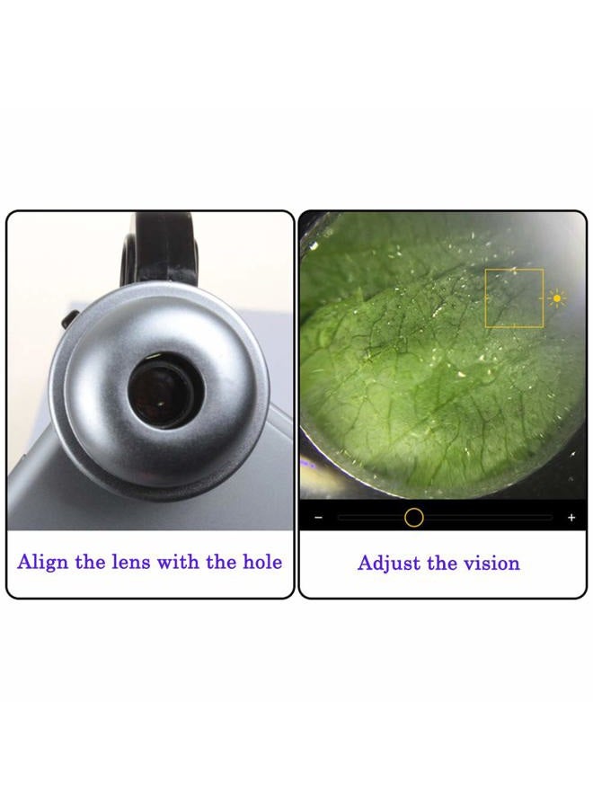 Jiusion 30X Zoom Bright LED Stereo Microscope Magnifier Clip-On Cell Phone Mobile Phone Camera Lens Compatible with Apple iPhone Samsung iPad - Image 4