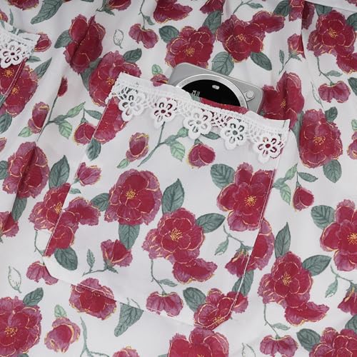 Aoomzoon Funny Aprons for Women with Pockets, Kitchen Cooking Grilling Bbq Cute Chef Apron, Mothers Day Birthday Gifts for Women (Red Floral) - Image 5