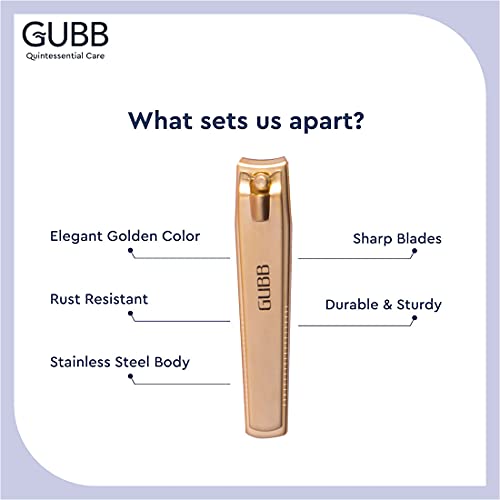 GUBB Nail Clipper For Men & Women - Fits naturally, Cuts precisely |Elegant designed |Easy to hold |Safe for skin |sharp blades | Offers well-groomed nails | Suitable for men and women - Gold - Image 5