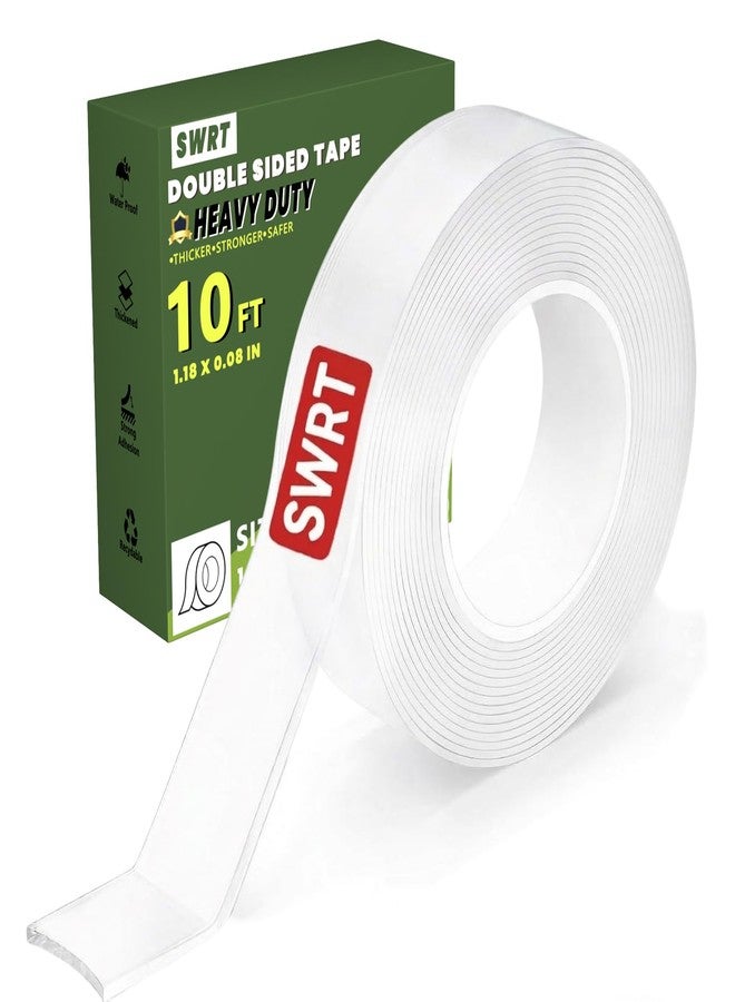 SWRT Double Sided Heavy Duty Tape, 1.18 Inch x 120 Inch Extra Large Nano Transparent Adhesive Tape, Removable Clear Mounting Strips for Walls, Picture Hanging, Posters, Carpet, and Home Decor - Image 1