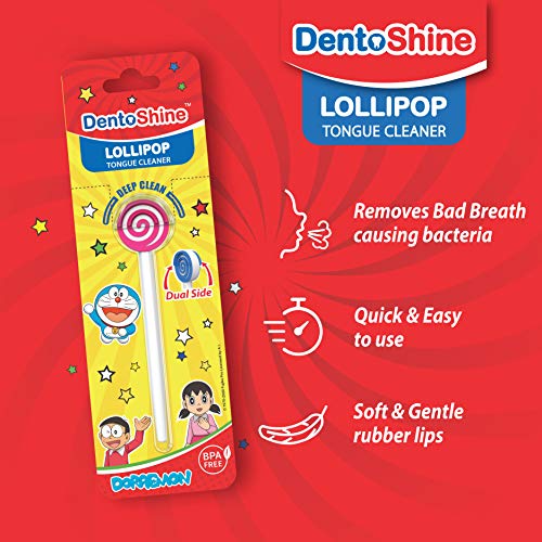 DentoShine Oral Care Combo Ages 2+ (Sticky Toothbrush for Kids + Lollipop Tongue Cleaner + Flavored Toothpaste 80 g x 2) (Strawberry) - Image 4