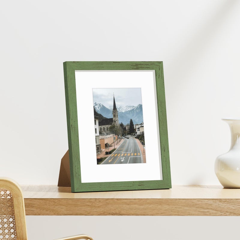 Vittanly 8X10 Picture Frames Set Of 9  Shatter Resistant Plexiglass  Display 5X7 Pictures With Mat Or 8X10 Without Mat  Photo Frames For Wall Or Tabletop  Engineered Wood  Rustic Green - Image 4