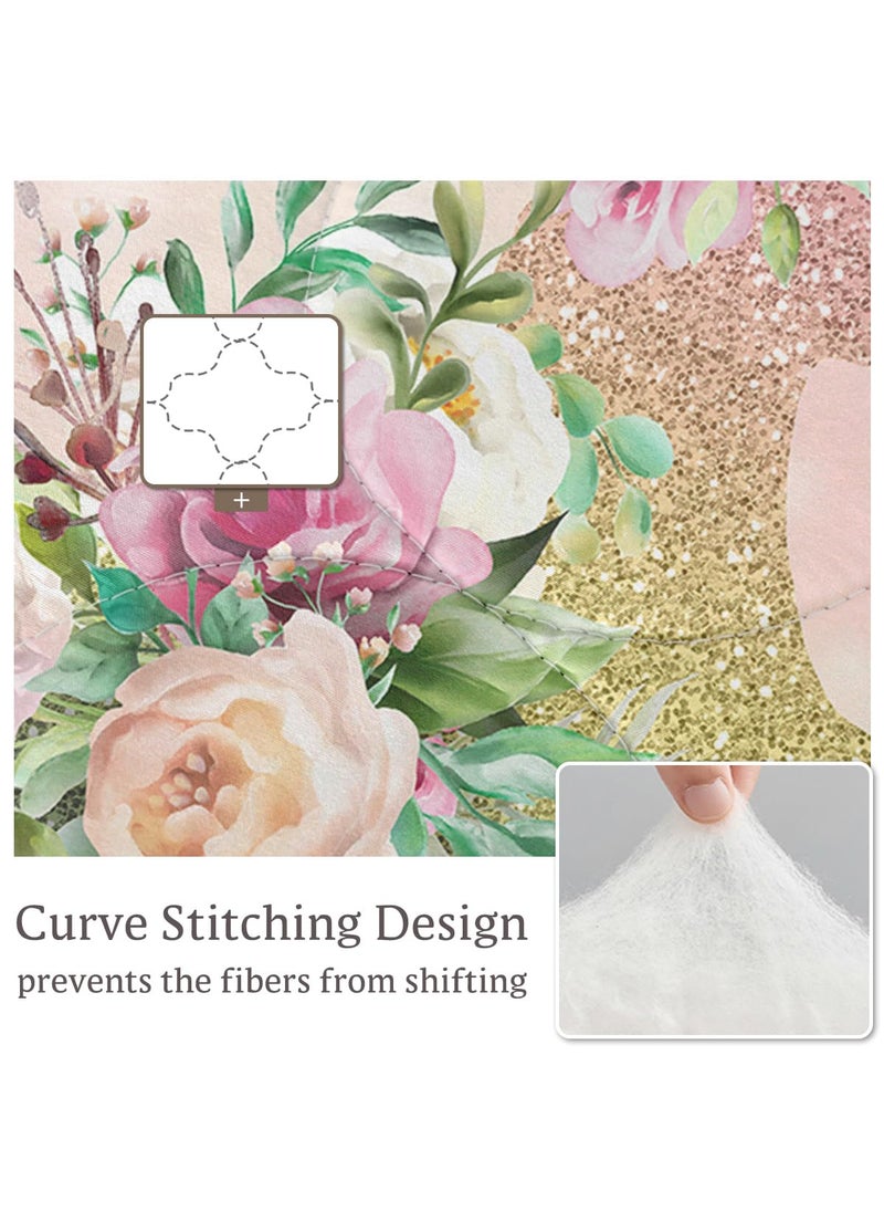 Sleepwish Sleepwish Glittery Unicorn Comforter Set Queen Size Soft 4 Pieces Pink Flowers Unicorn Bed Set for Kids Girls (1 Comforter  2 Pillow Shams  1 Cushion Cover)  - Image 5