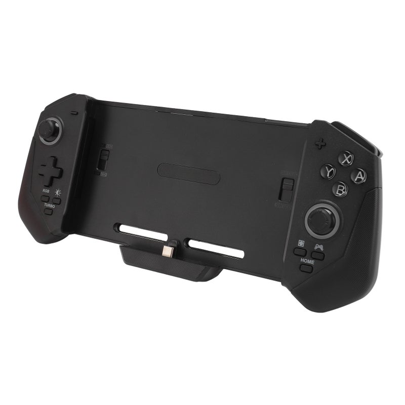 مُتحكم لـ Switch OLED بغيروسكوب 6 محاور وطرف TURBO واهتزاز محرك مزدوج ومتحكم يدوي Joypad واحكام كامل بديل بـ 4 فتحات لبطاقات الألعاب باللون الأسود - Image 4