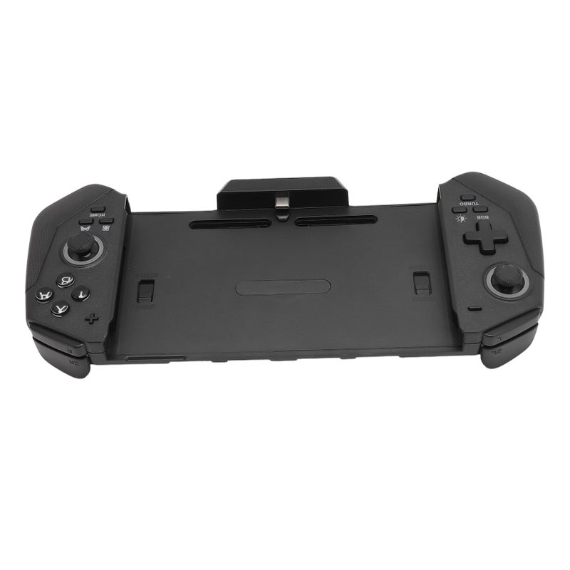 مُتحكم لـ Switch OLED بغيروسكوب 6 محاور وطرف TURBO واهتزاز محرك مزدوج ومتحكم يدوي Joypad واحكام كامل بديل بـ 4 فتحات لبطاقات الألعاب باللون الأسود - Image 1