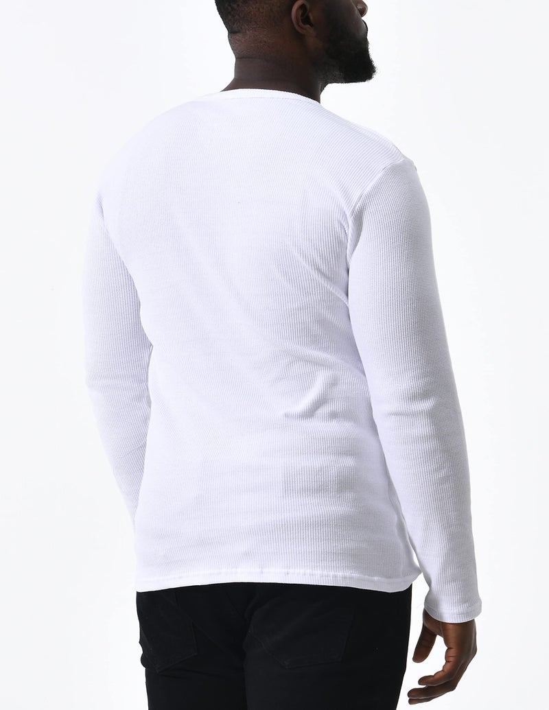Comfneat Men's 2-Pack Thermal Long Sleeve Undershirt Waffle Knit Soft Comfy Crew Neck Underwear Top (White 2-Pack, XXL) - Image 5