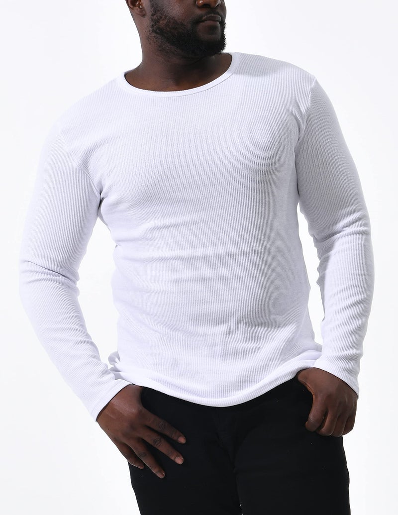Comfneat Men's 2-Pack Thermal Long Sleeve Undershirt Waffle Knit Soft Comfy Crew Neck Underwear Top (White 2-Pack, XXL) - Image 4