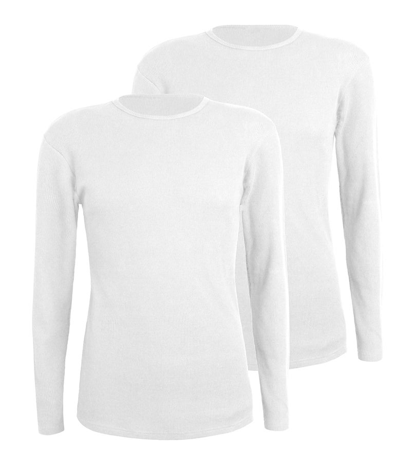 Comfneat Men's 2-Pack Thermal Long Sleeve Undershirt Waffle Knit Soft Comfy Crew Neck Underwear Top (White 2-Pack, XXL) - Image 1