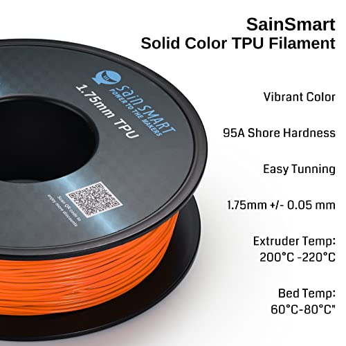 SainSmart 1.75mm Flexible TPU 3D Printer Filament 800g Solid Color, Dimensional Accuracy +/- 0.05 mm (Mango Mojito) - Image 2