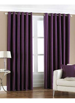 Homefab India Homefab India Royal Silky Grommet Window Curtain - 6 feet, Purple - 2 Piece  - Image 1