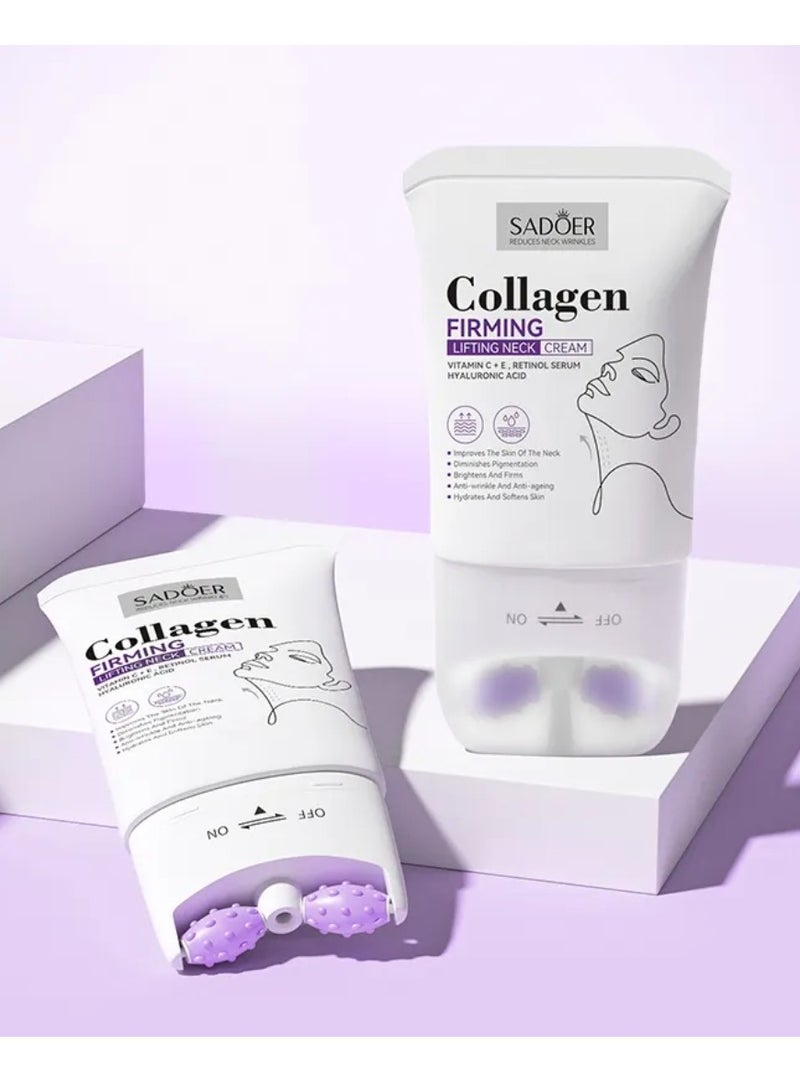 SADOER Collagen Firming Lifting Neck Cream 110ml Anti Wrinkle Lift Firm Neck Cream with Vitamin C E Retinol Serum and Hyaluronic Acid Anti Aging Hydrating Moisturizing Skincare Neck Cream for Women and Men - Image 2