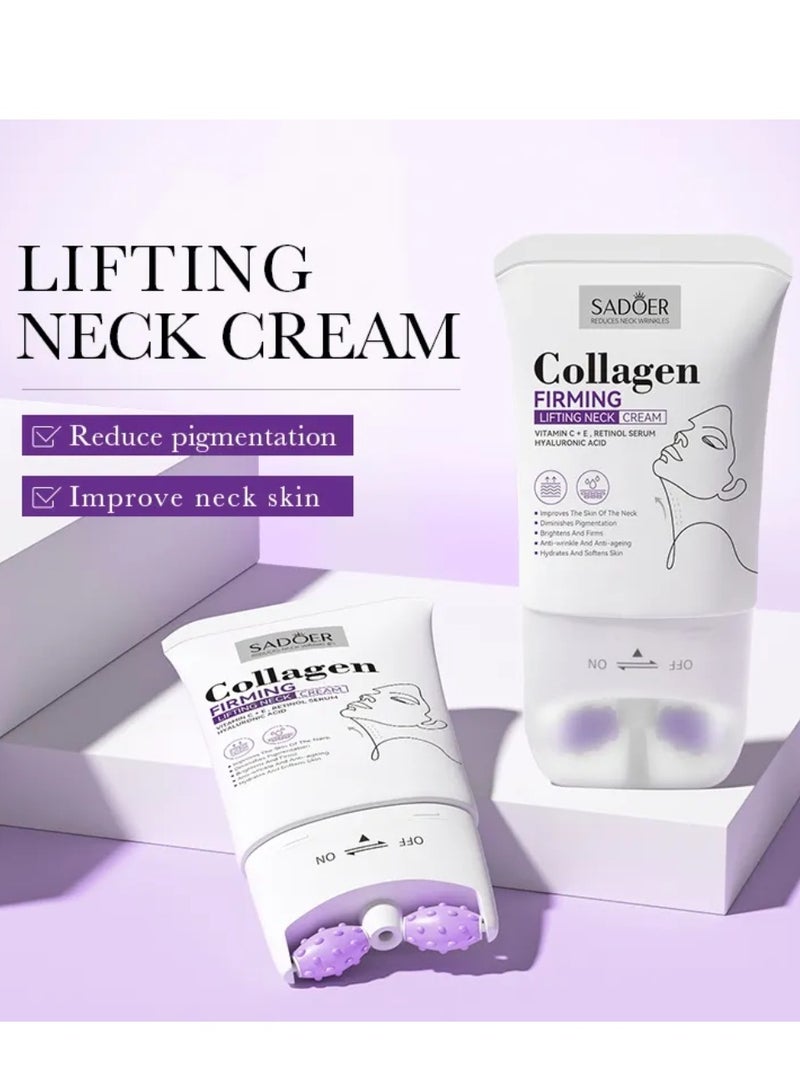 SADOER Collagen Firming Lifting Neck Cream 110ml Anti Wrinkle Lift Firm Neck Cream with Vitamin C E Retinol Serum and Hyaluronic Acid Anti Aging Hydrating Moisturizing Skincare Neck Cream for Women and Men - Image 3