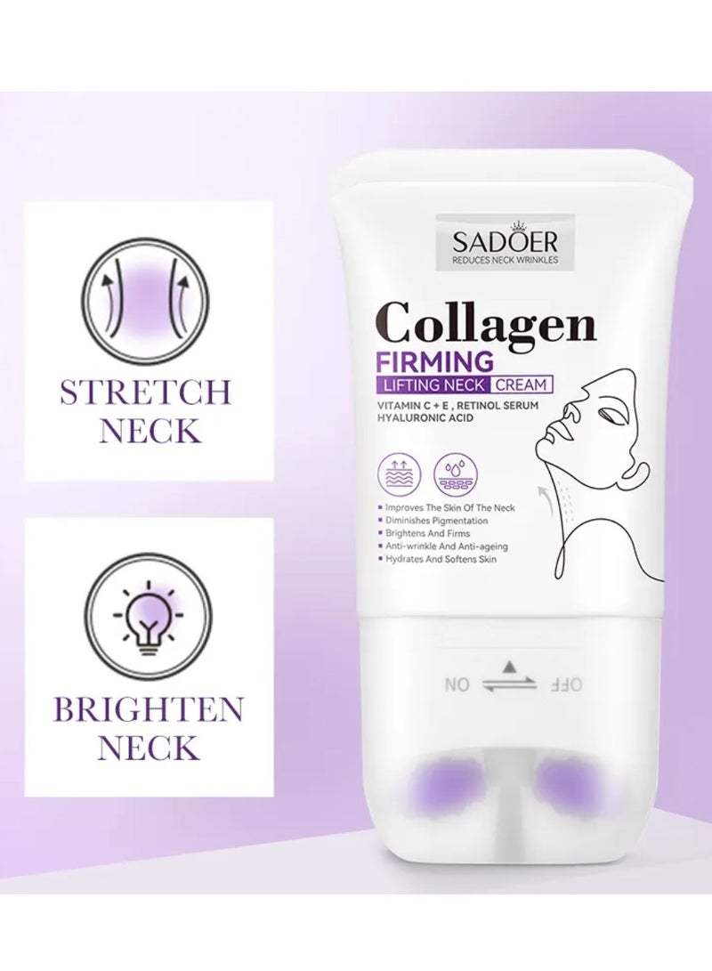 SADOER Collagen Firming Lifting Neck Cream 110ml Anti Wrinkle Lift Firm Neck Cream with Vitamin C E Retinol Serum and Hyaluronic Acid Anti Aging Hydrating Moisturizing Skincare Neck Cream for Women and Men - Image 4