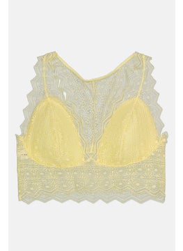 Passionata Women Padded Textured Bra, Yellow  - Image 1