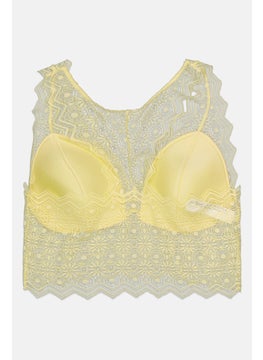 Passionata Women Padded Textured Bra, Yellow  - Image 2
